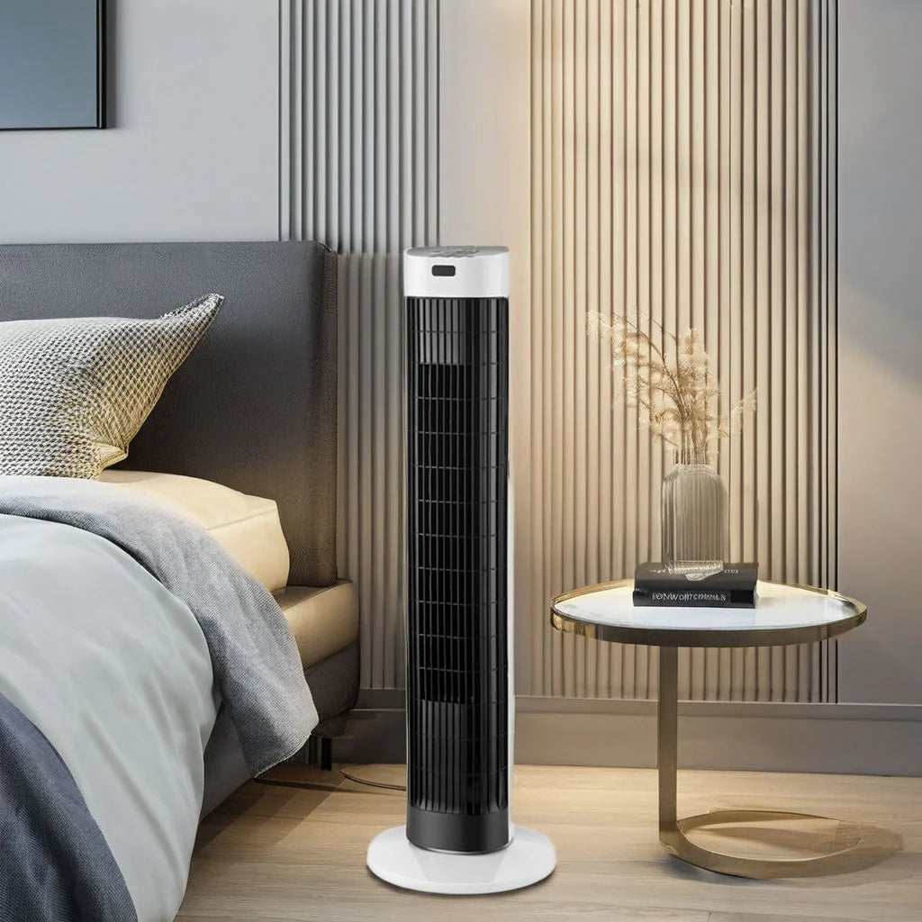 Atelierée Smart Tower Fan, Quiet Bladeless Oscillating Design with Whole Room Cooling