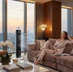 Atelierée Smart Tower Fan, Quiet Bladeless Oscillating Design with Whole Room Cooling