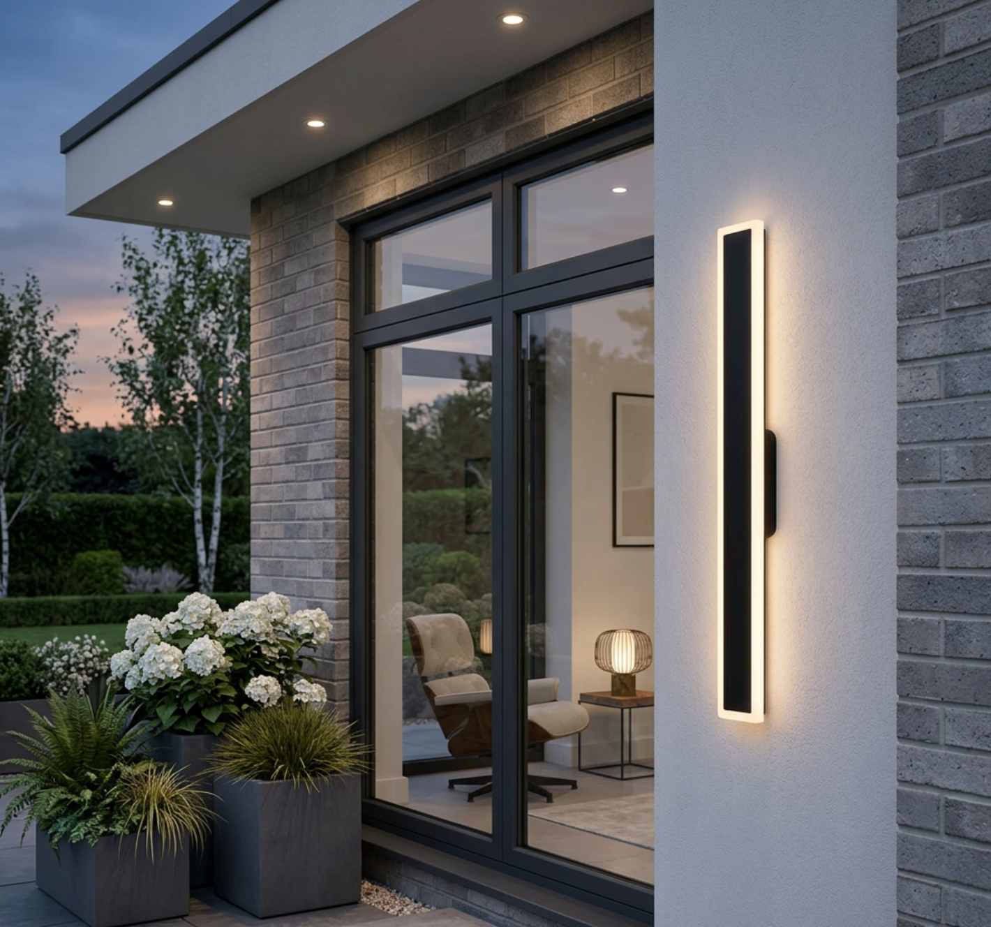 Atelierée Modern Linear Exterior Wall Light with Integrated LED
