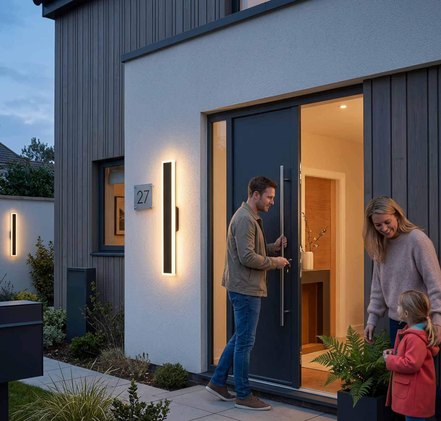 Atelierée Modern Linear Exterior Wall Light with Integrated LED
