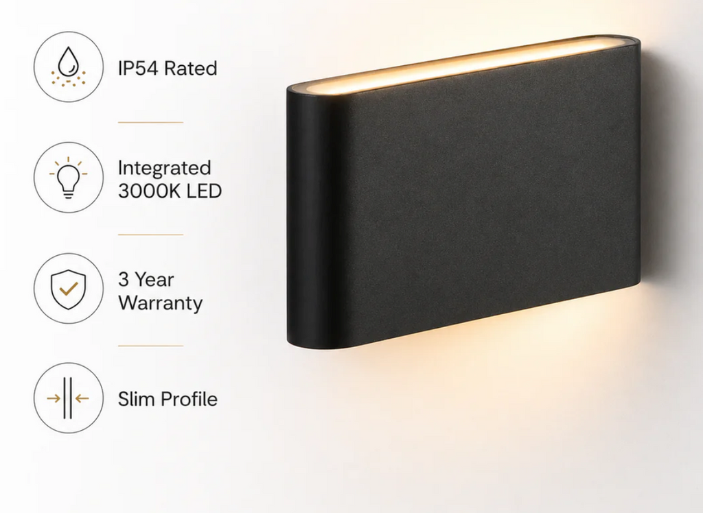 Atelierée Architectural Black Waterproof LED Outdoor Wall Light