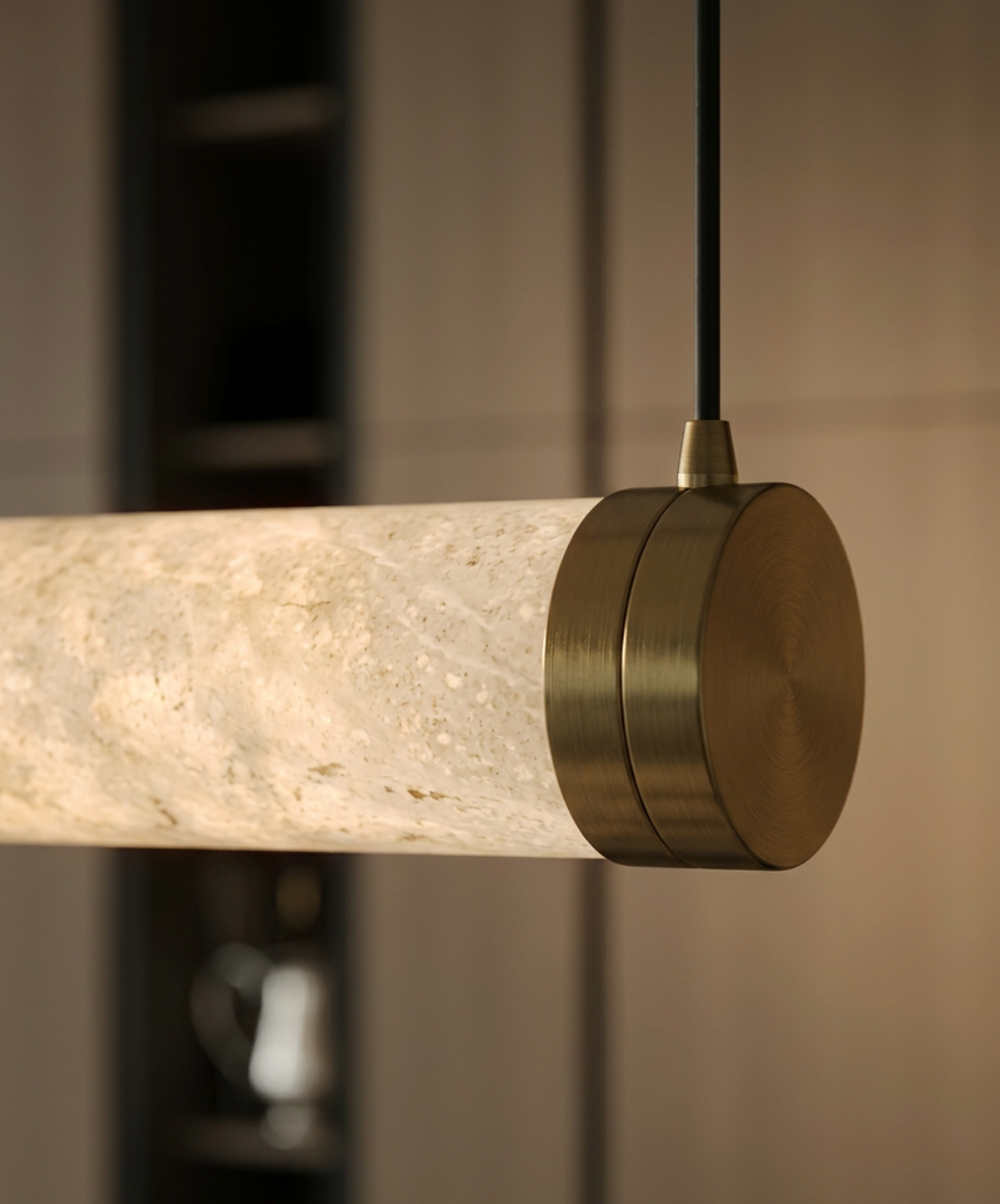 Atelierée Architectural LED Alabaster Pendant Light for Kitchen Islands & Dining Rooms