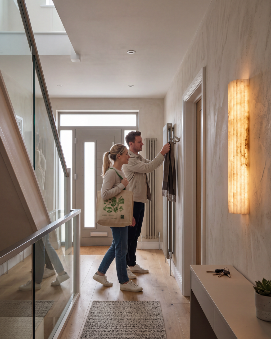 Atelierée Luxury Alabaster Fluted Wall Light with Integrated LED 400mm