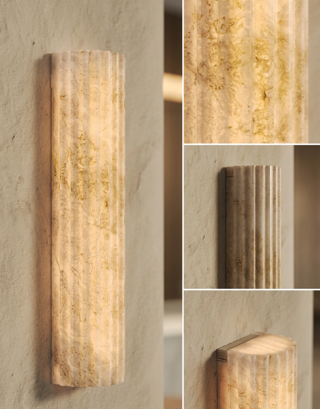 Atelierée Luxury Alabaster Fluted Wall Light with Integrated LED 400mm