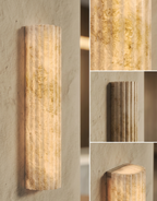 Atelierée Luxury Alabaster Fluted Wall Light with Integrated LED 400mm
