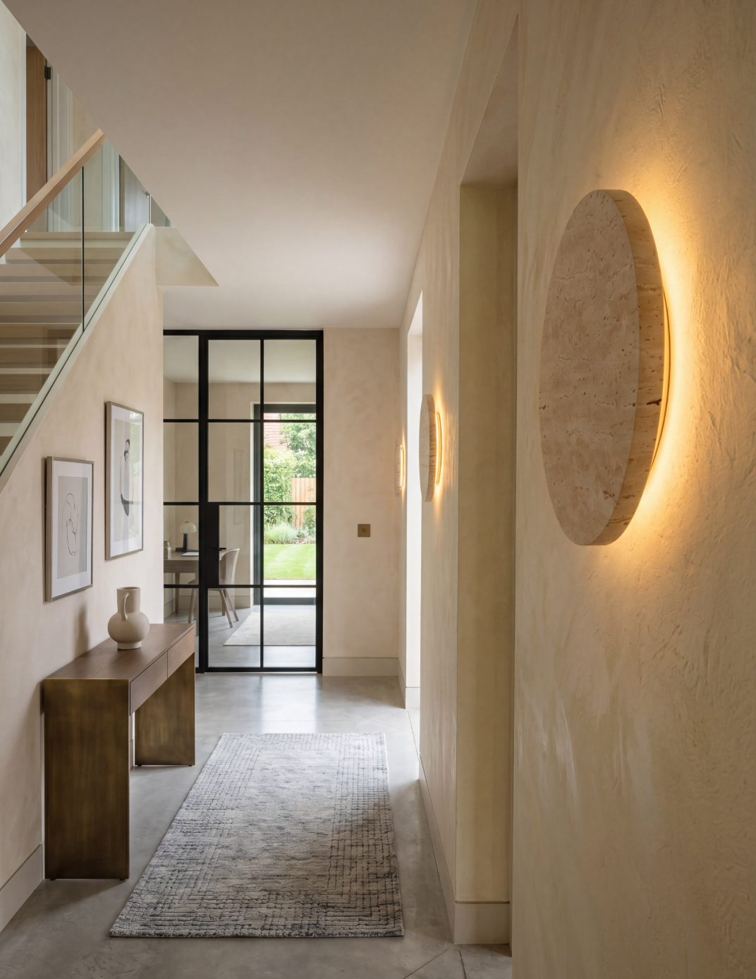 Atelierée Contemporary Circular Stone Wall Lamp with Warm LED 260mm