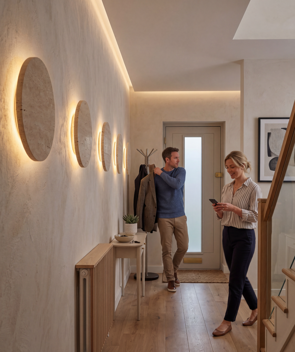 Atelierée Contemporary Circular Stone Wall Lamp with Warm LED 260mm