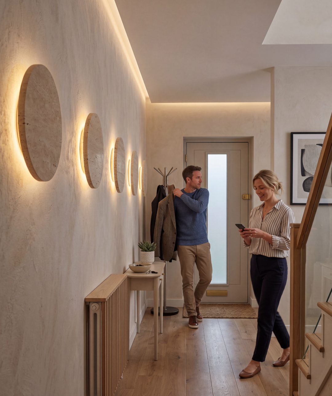 Atelierée Contemporary Circular Stone Wall Lamp with Warm LED 260mm