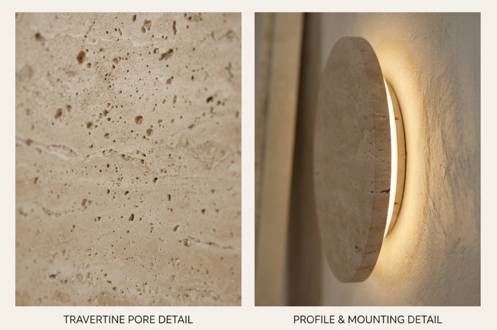 Atelierée Contemporary Circular Stone Wall Lamp with Warm LED 260mm