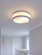 Atelierée Premium Chrome Bathroom Ceiling Flush Mount Light with Opal Glass