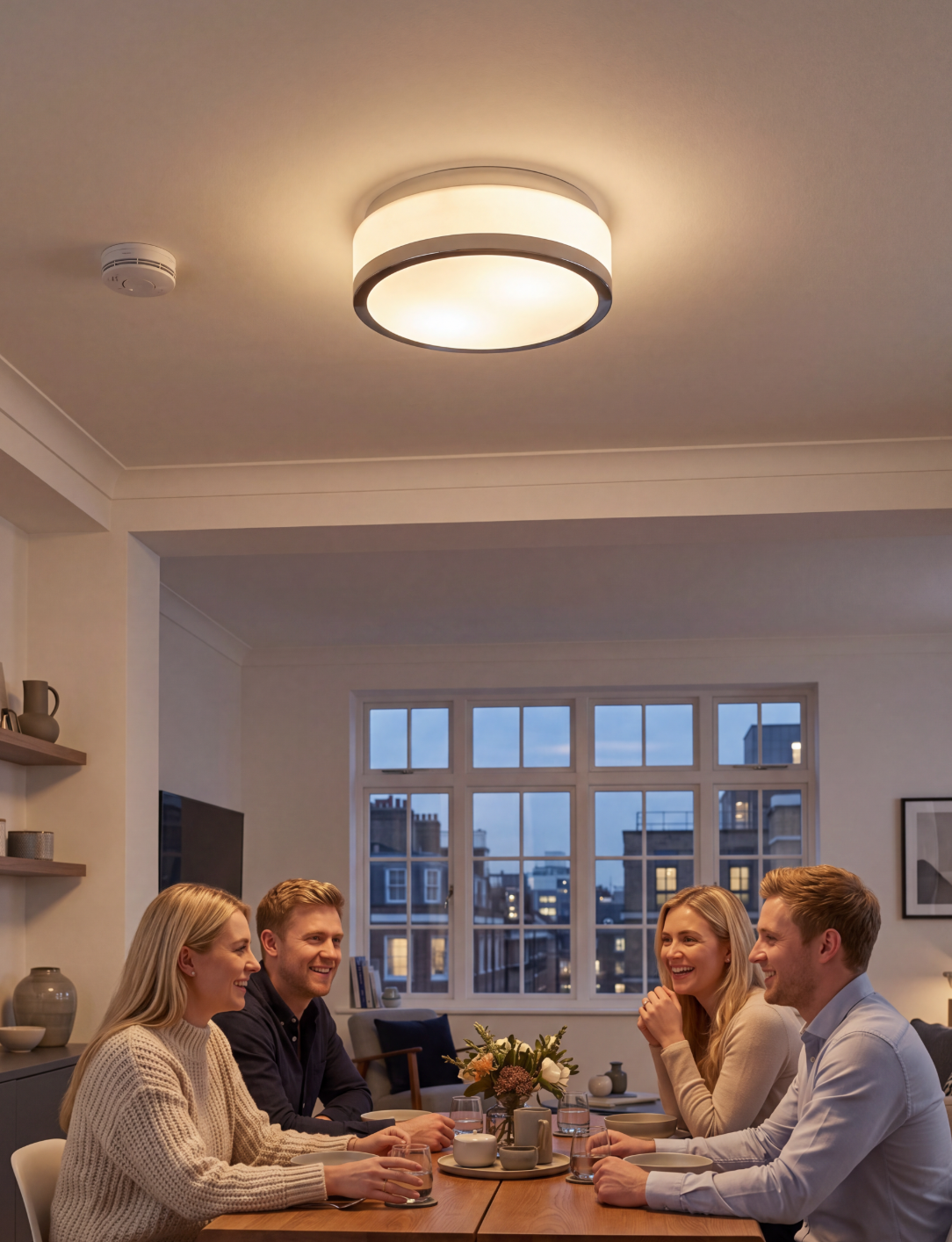 Atelierée Premium Chrome Bathroom Ceiling Flush Mount Light with Opal Glass