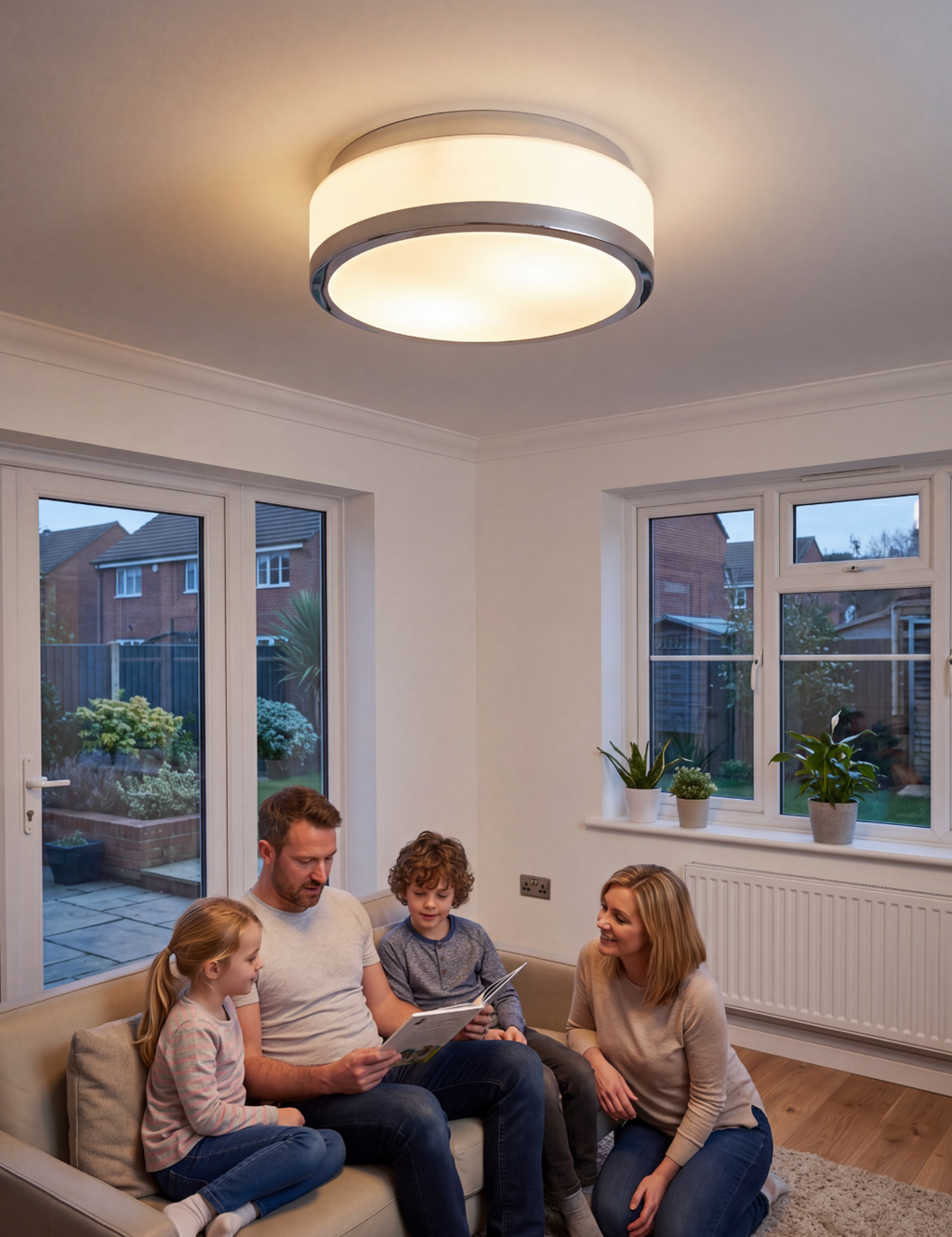 Atelierée Premium Chrome Bathroom Ceiling Flush Mount Light with Opal Glass