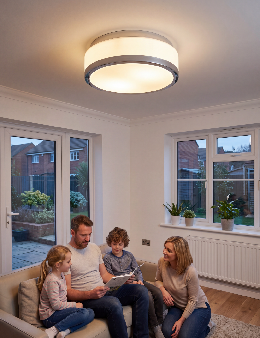 Atelierée Premium Chrome Bathroom Ceiling Flush Mount Light with Opal Glass