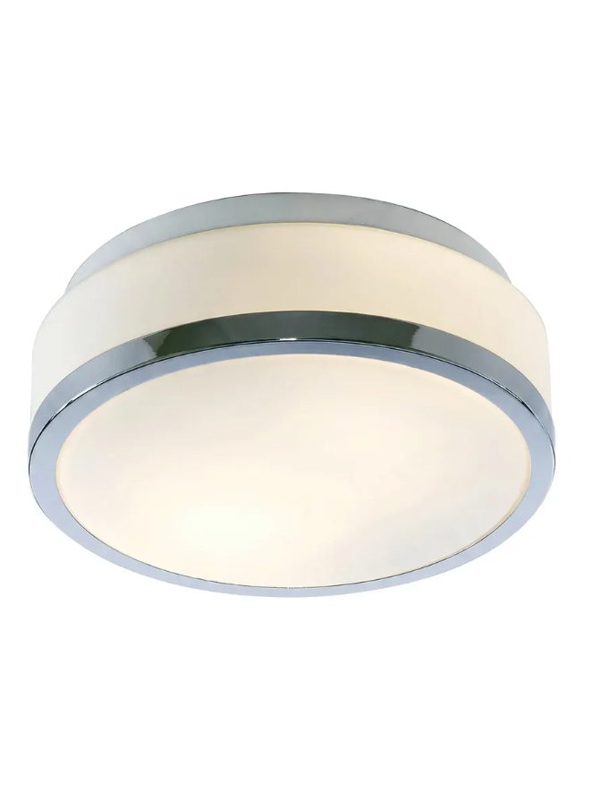 Atelierée Premium Chrome Bathroom Ceiling Flush Mount Light with Opal Glass