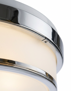 Atelierée Premium Chrome Bathroom Ceiling Flush Mount Light with Opal Glass