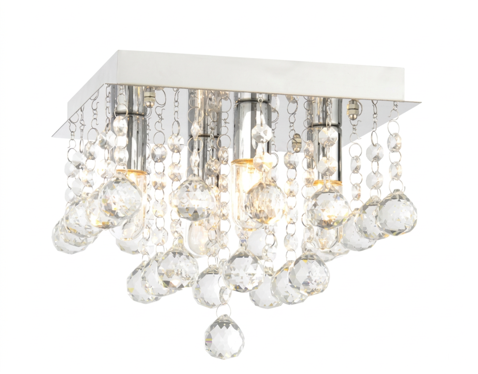 Atelierée Orlando Crystal Flush Ceiling Light | Luxury Chrome IP44 Bathroom Ceiling Light