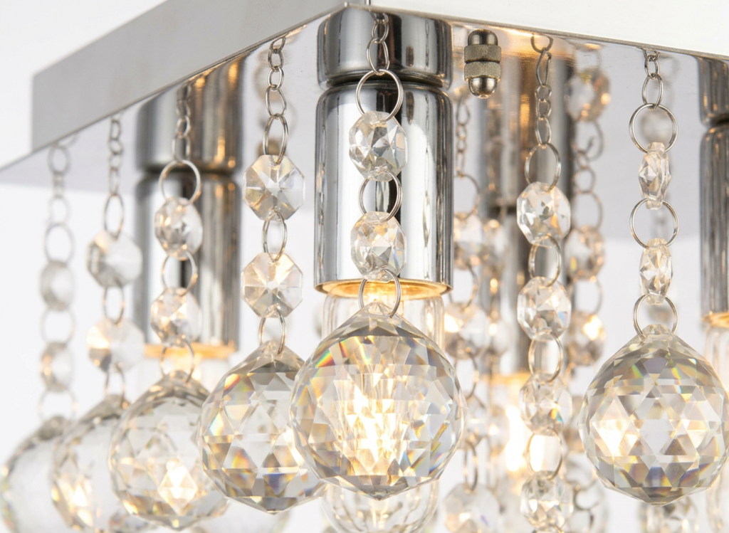 Atelierée Orlando Crystal Flush Ceiling Light | Luxury Chrome IP44 Bathroom Ceiling Light