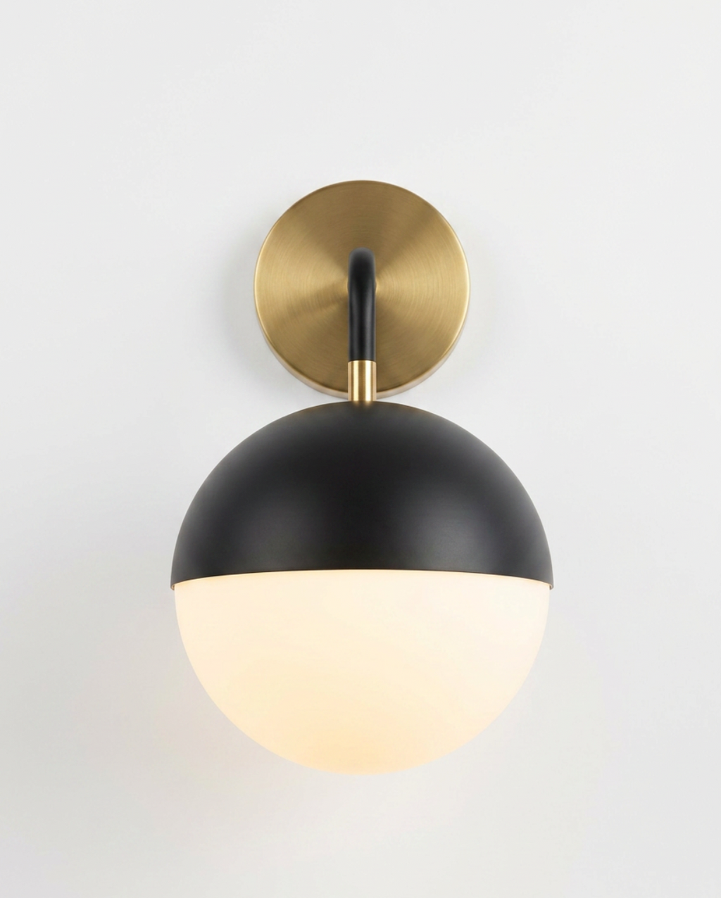 Atelierée Gatsby Globe Wall Sconce Set | Luxury Matt Black & Brushed Brass Bathroom Wall Lights