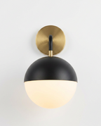 Atelierée Gatsby Globe Wall Sconce Set | Luxury Matt Black & Brushed Brass Bathroom Wall Lights