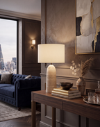 Atelierée Armine Travertine Table Lamp | Luxury Wabi-Sabi Japandi Bedside Lamp
