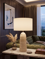 Atelierée Armine Travertine Table Lamp | Luxury Wabi-Sabi Japandi Bedside Lamp