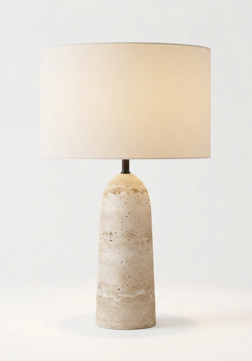 Atelierée Armine Travertine Table Lamp | Luxury Wabi-Sabi Japandi Bedside Lamp