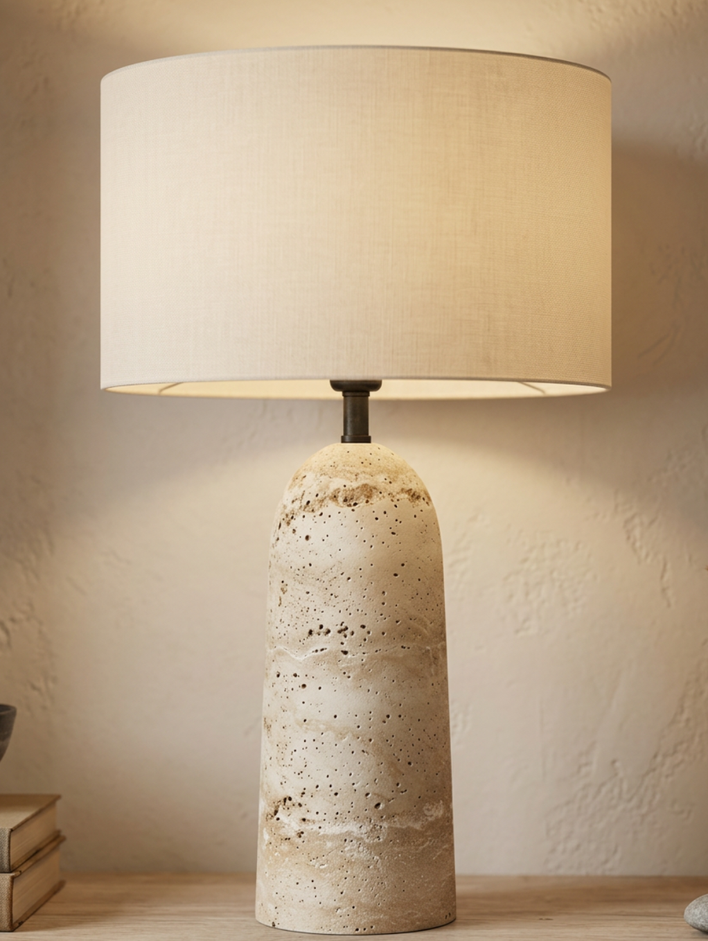 Atelierée Armine Travertine Table Lamp | Luxury Wabi-Sabi Japandi Bedside Lamp