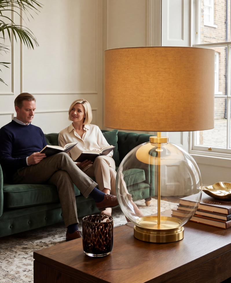 Atelierée Metro Brass Table Lamp | Luxury Designer Bedside & Living Room Lamp