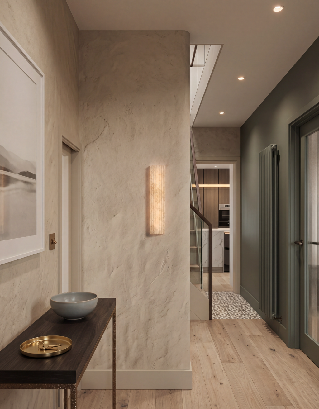 Atelierée Luxury Alabaster Fluted Wall Light with Integrated LED 400mm
