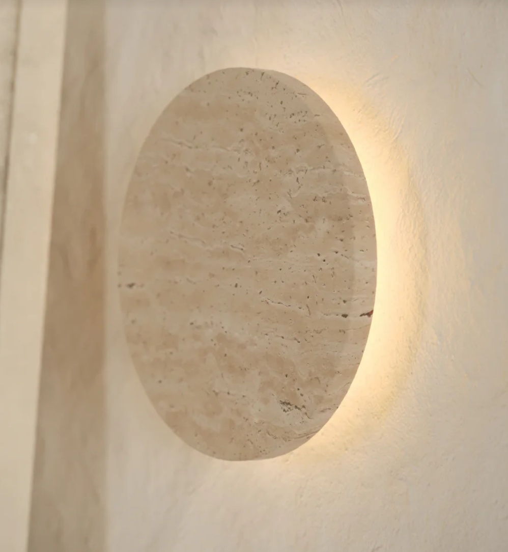 Atelierée Contemporary Circular Stone Wall Lamp with Warm LED 260mm