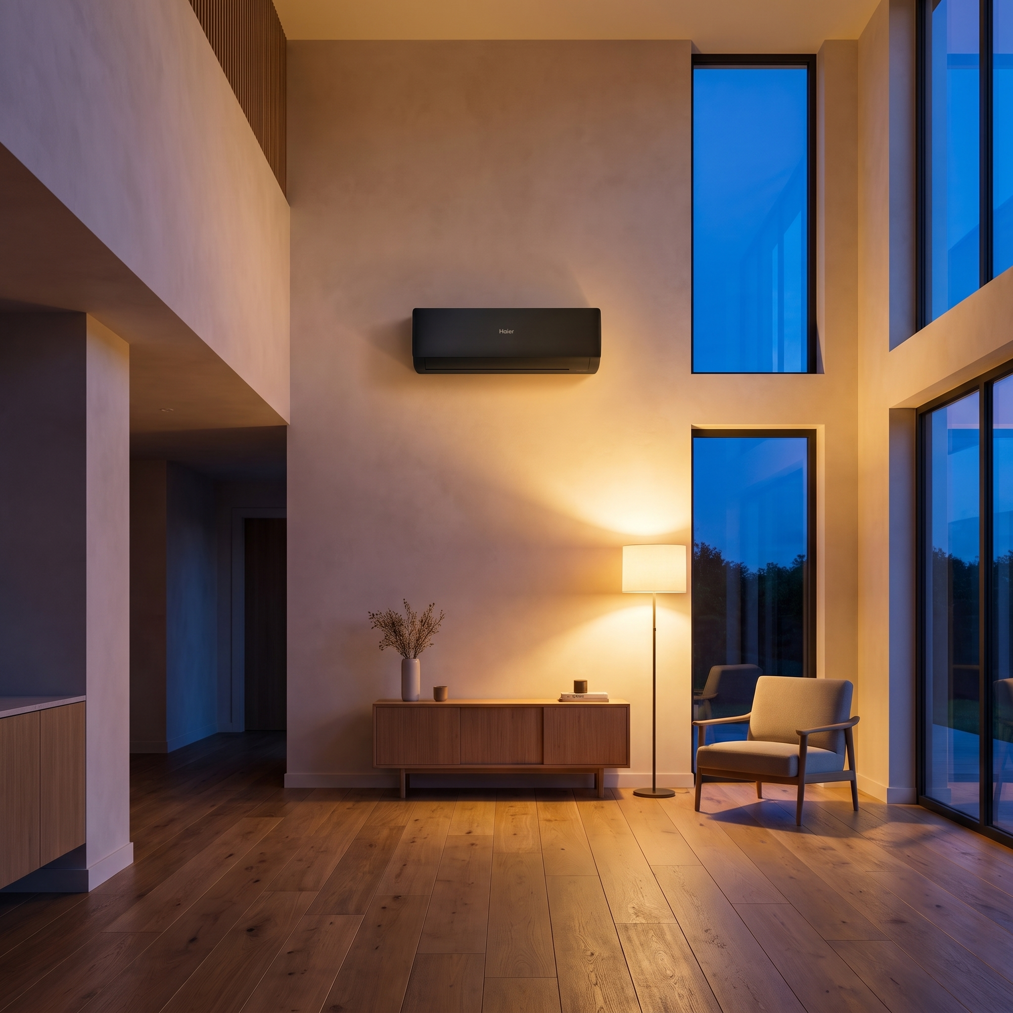 Atelierée wall mounted split air conditioner in a modern living room