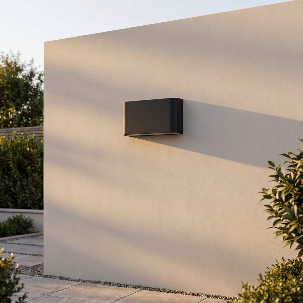 Atelierée modern outdoor wall light, cylindrical body detail