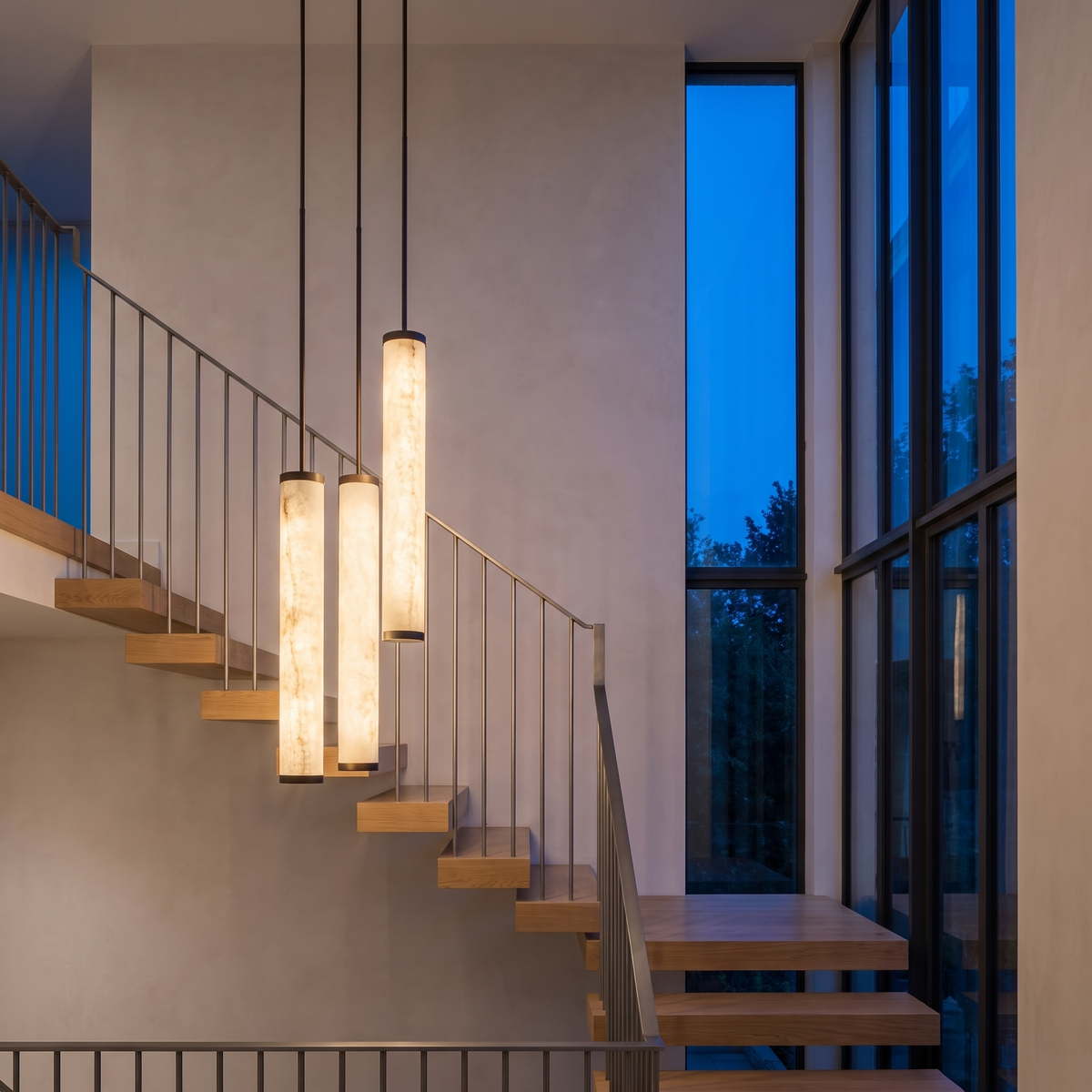 Atelierée Luminosa alabaster LED pendant light in deep bronze