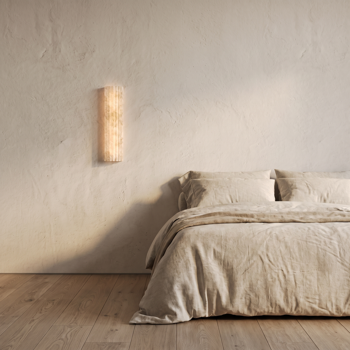 Atelierée Lumera alabaster fluted LED wall sconce