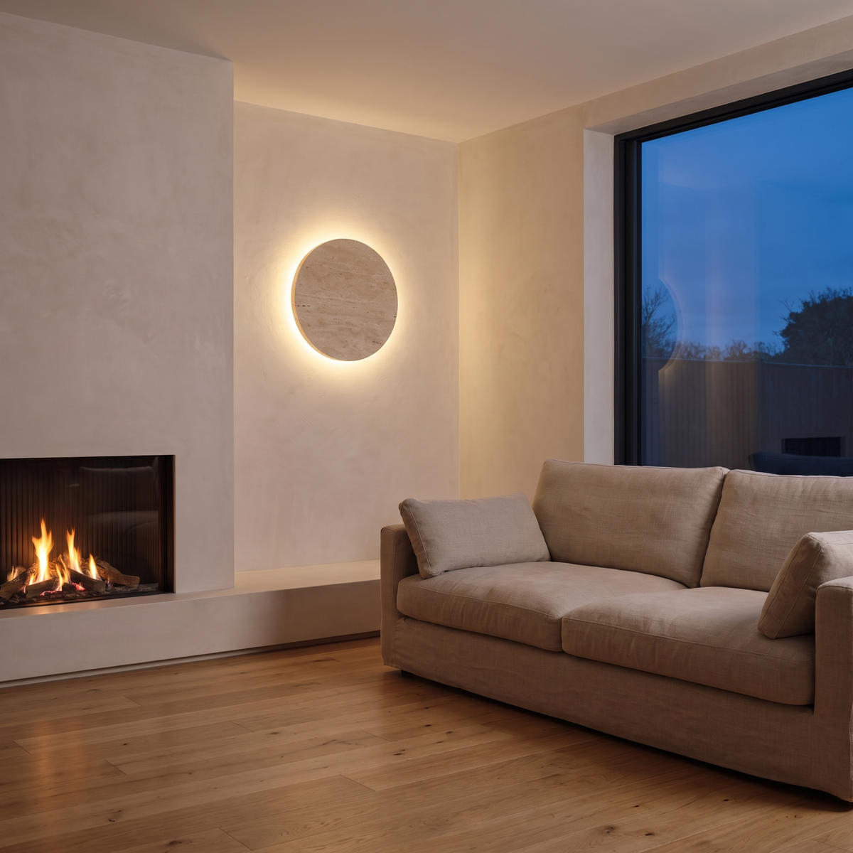 Atelierée Oro travertine LED wall sconce in Italian stone