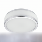 Atelierée opal glass and chrome flush ceiling light, side profile
