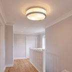 Atelierée opal glass ceiling light, chrome rim detail