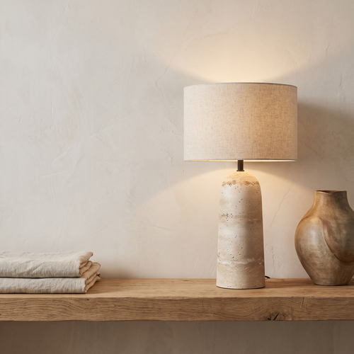 Atelierée Armine travertine table lamp in natural Italian stone