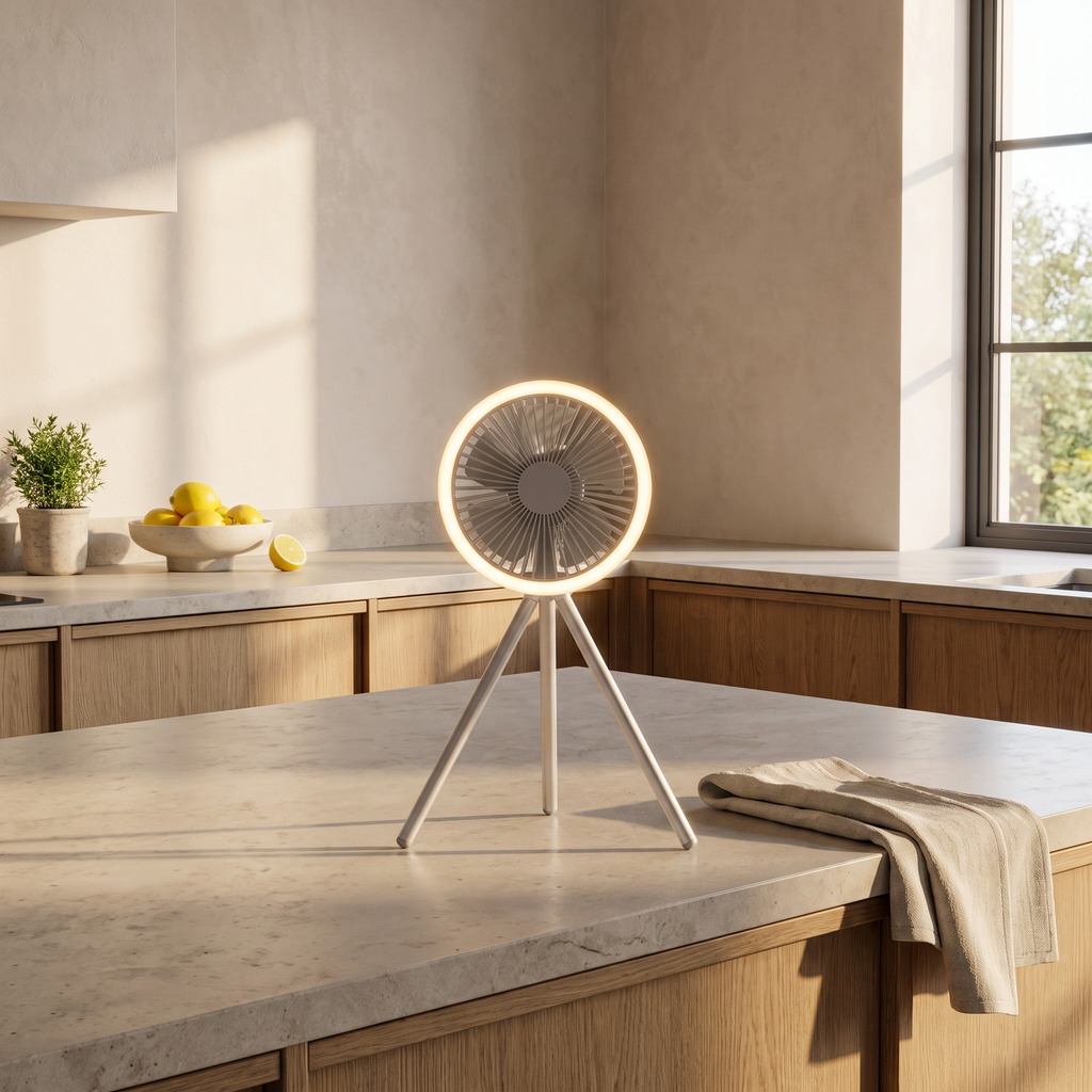 Atelierée tripod air circulator with built in power bank
