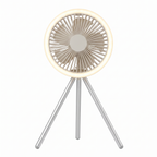 Atelierée portable tripod fan, folded and desk height view