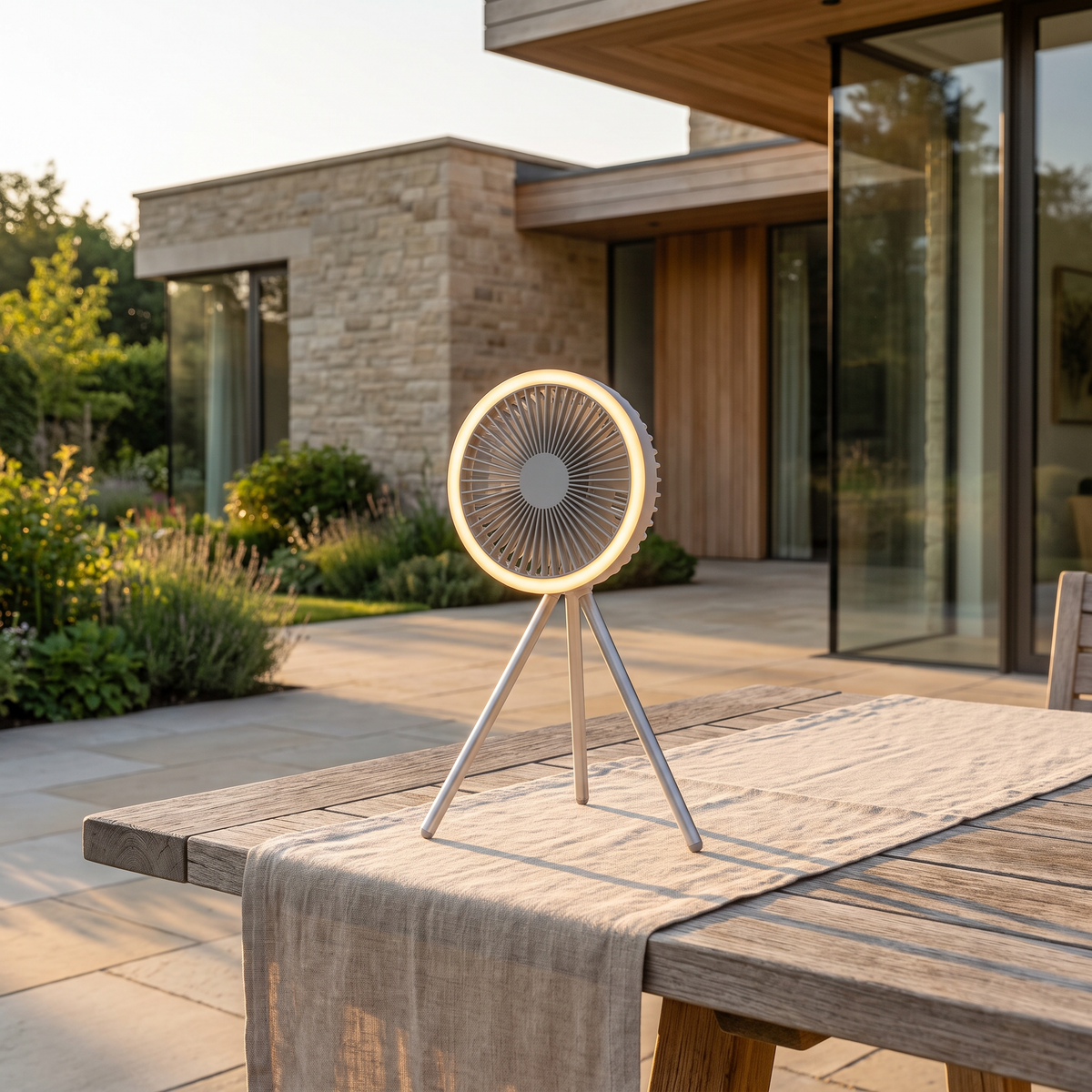 Atelierée rechargeable portable tripod fan with LED ring light