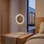 Atelierée portable fan, LED ring light and control detail