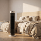 Atelierée bladeless tower fan in a modern living room
