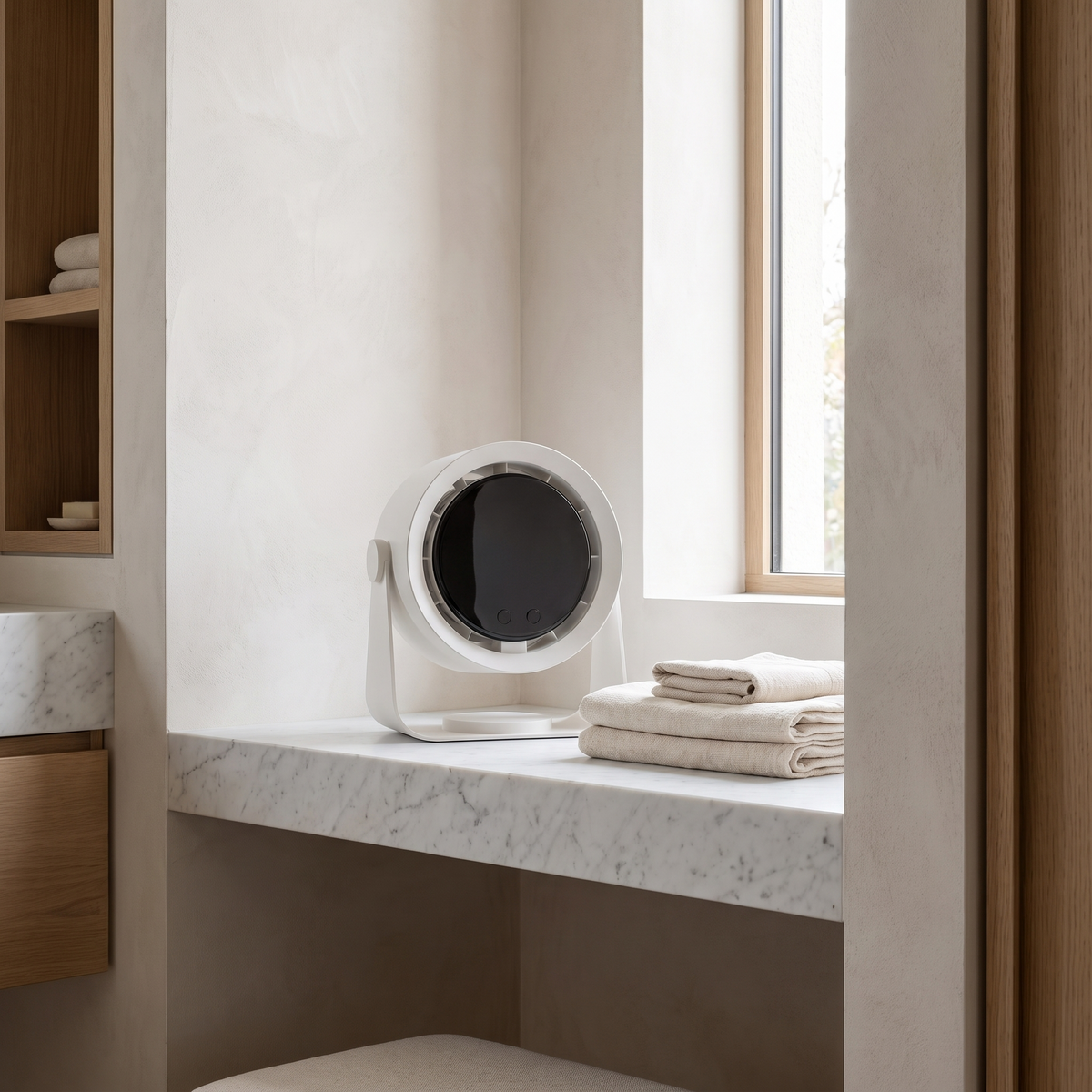 Atelierée compact bladeless cooling fan in white