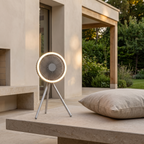 Atelierée rechargeable tripod fan set up for outdoor use