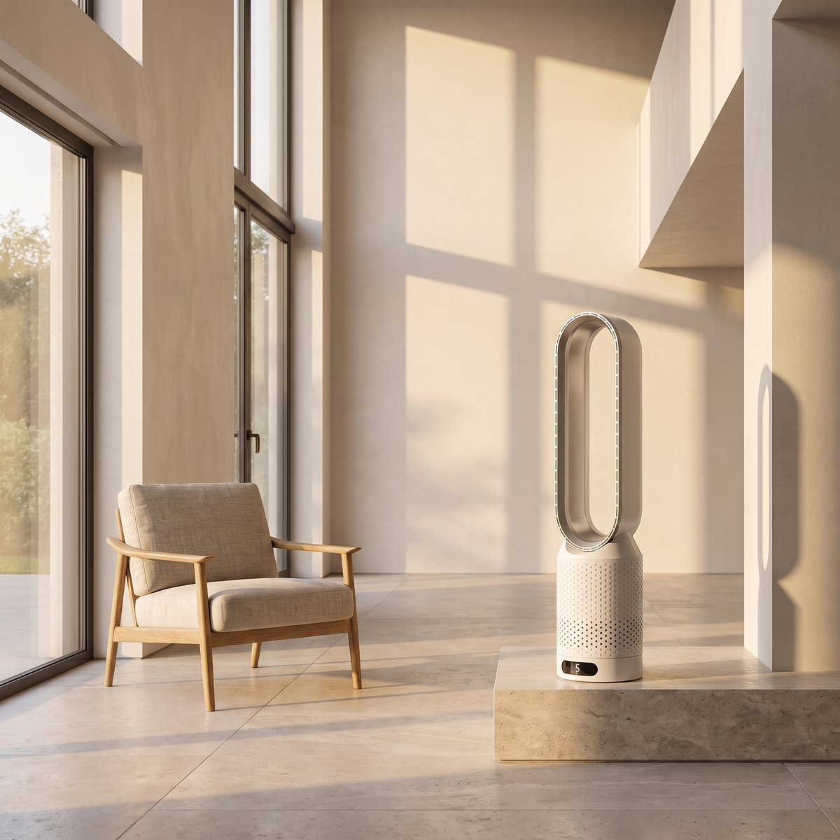 Atelierée dual purification tower fan for living rooms and bedrooms
