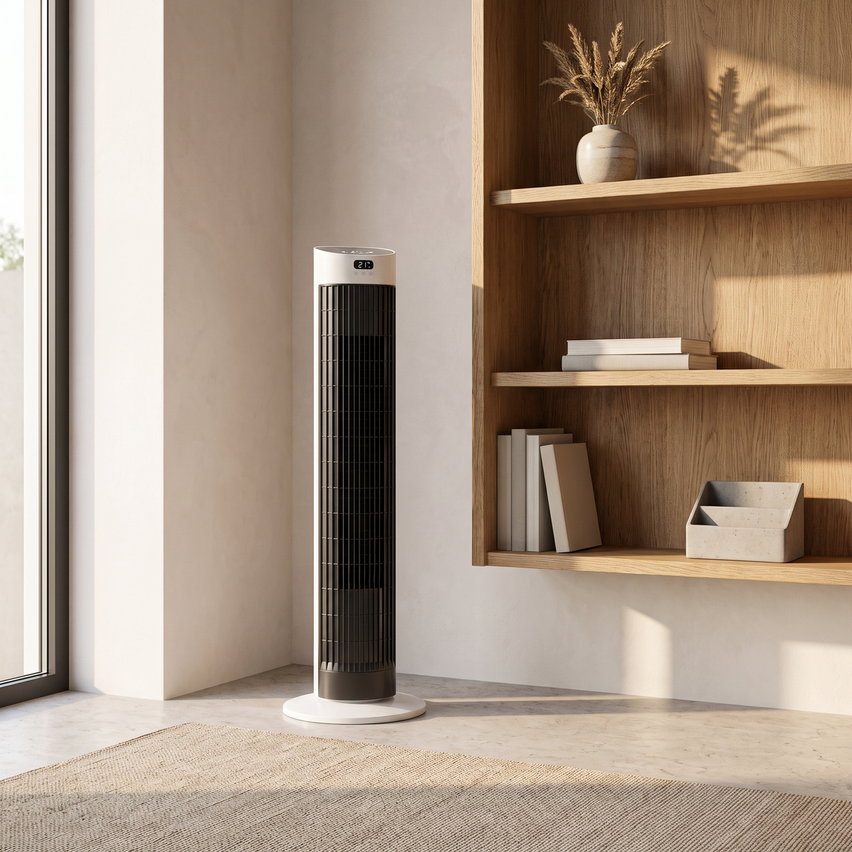 Atelierée smart bladeless air circulator, full height view