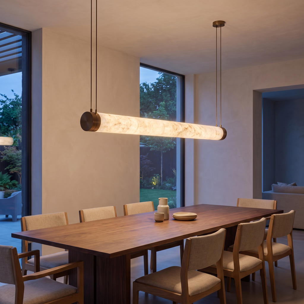 Atelierée Cascata burnished brass and alabaster LED pendant