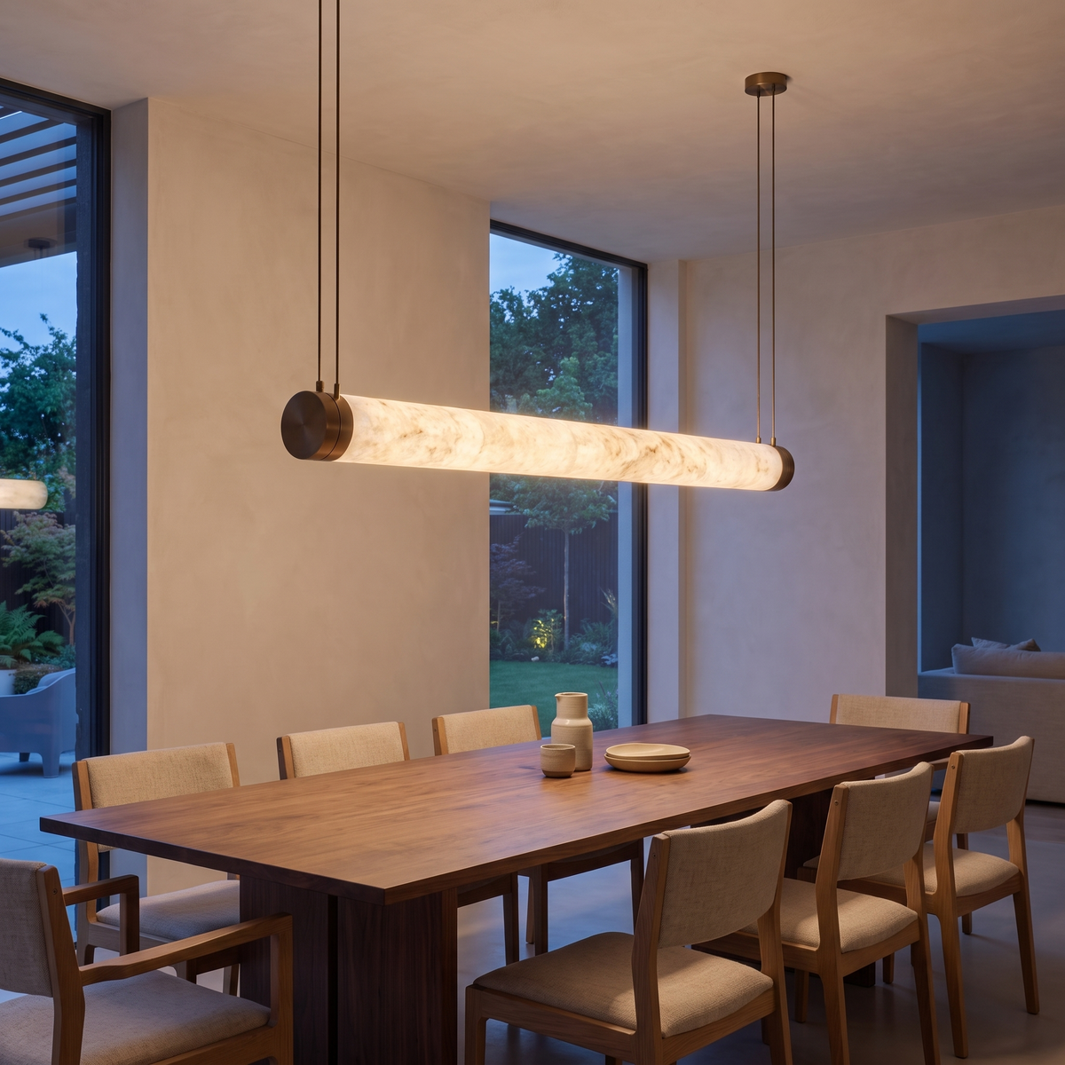 Atelierée Cascata burnished brass and alabaster LED pendant
