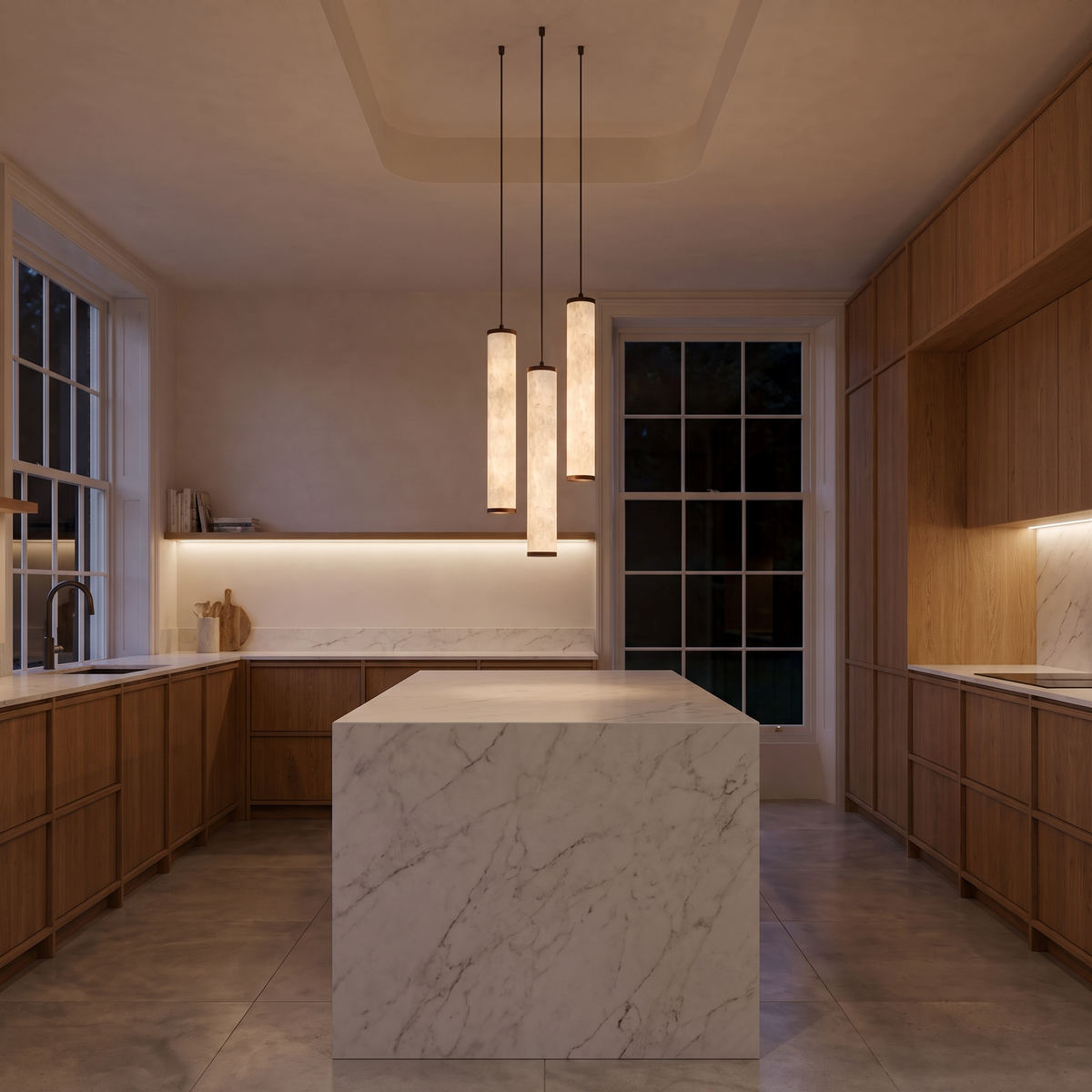 Atelierée Luminosa cylindrical alabaster LED pendant light